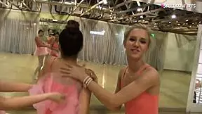 Pretty Ballerinas Engage In Intimate Lesbian Sex In The Ballet Studio. Oral And Fingering Included.