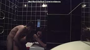 This girl in the bathroom is getting her tight cunt fucked