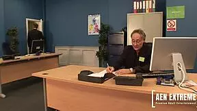 Teen Secretary Olga Cabeava Gets Broken In By Three Hungry Cocks!