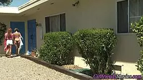 Watch These Babes Scissor Outdoors!