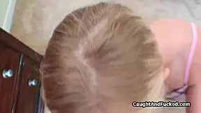 perky blonde blows the voyeur classmate outdoor in this homemade hardcore scene 😏