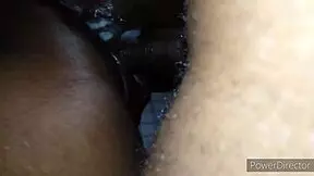 close-up view of a young bride receiving creamy backshots during her wedding night in doggystyle.