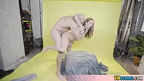 Tiny blonde teen shows off acrobatic sucking skills 😍