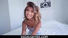 Step daughter gives stepdad deepthroat blowjob and handjob like an ATM