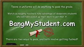 Horny slut Angel Small 18+ seduces and fucks her teacher in uniform