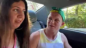 step sister gets cum on her face and glasses after blowjob.