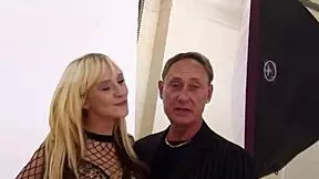 Skinny teen kelly gets a rough monster cock blowjob behind the scenes