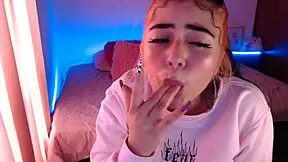 Egirl spits and drools on cock in ahegao