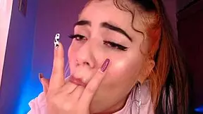 Egirl spits and drools on cock in ahegao