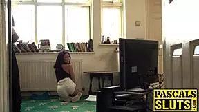 pascal subtly teases the petite chick's shaved body