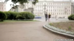 She's nerdy, mixing sex with Argentina studies, the teen 18+ says while getting licked doggystyle