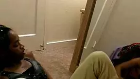 Elegant dark-skinned beauty dances barefoot