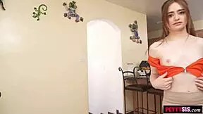 naughty petite stepsister sucks monster cock on cam