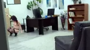 Lingerie Teen 18+ Sucks Cock After Being Handcuffed In Office