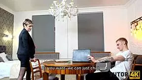 Become Lovers! Mature Teacher And Young Man In Classroom Passion