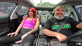 Driving Through Sao Paulo Streets With Naked Redhead In Car For First-Time Fucking!