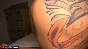 tattooed amateur latina hottie gives horny blowjob and pov sex on camera