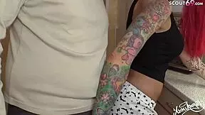 old scout69 user bangs anni angel in kitchen at dawn.