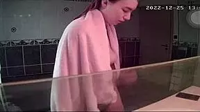 amateur spy catches teen blonde french girl in shower