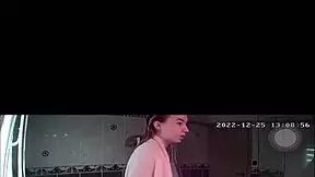 amateur spy catches teen blonde french girl in shower