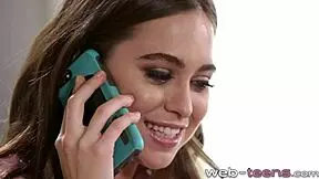 Petite lesbian eating pussy outdoors