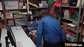 Pervy cop catches two shoplifter chicks fucking together.