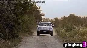 Petite teen babes demonstrate their skills in outdoor lesbian undressing before striptease.