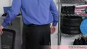 Purple haired biker chick caught shoplifting, tiny 18+ pussy destroyed by blowjob and doggystyle