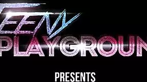 Redhead teen keeps shirt on while enjoying monster cock in pussy.