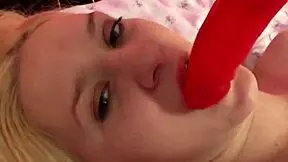 Hot blonde masturbates pussy and sucks dildo to orgasm