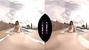 Young latina nympho fucks outdoors in vr pool.