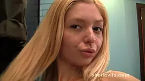 blonde amateur films herself in change room voyeur video