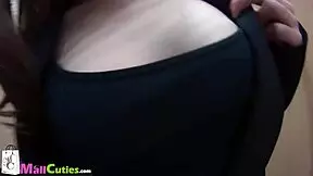 brunette with small tits fucks outdoors