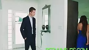 Teen rubs stepmom's clit as she rides hard before a wild blowjob.