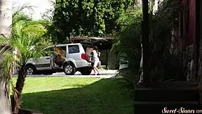 Stepbro's dick in outdoor cowgirl ride