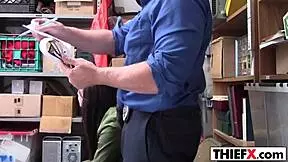 Burglar Punishes Teen's Cunt in Garage Shop