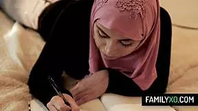 perv stepdad interacts with hijab stepdaughter ella knox