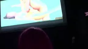 Dark complexioned beauty gets a facial in the theater