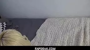 Skinny blonde stepsis gives blowjob after getting caught 😏