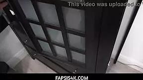 Skinny blonde stepsis gives blowjob after getting caught 😏