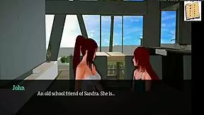 my new family cartoon with redhead and brunette characters