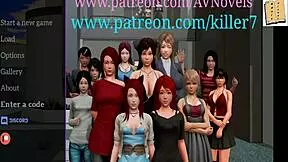 my new family cartoon with redhead and brunette characters