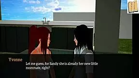 my new family cartoon with redhead and brunette characters