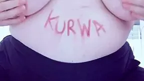 Petite girl with big boobs masturbates