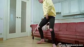 Teeny Lovers Invite Over for Shaved Pussy Riding and Doggystyle Cumshot