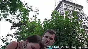 french teen has public sex orgy threesome near eiffel tower
