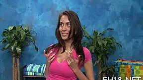 teen masseuse gives hardcore sex in the tub with big tits 😘