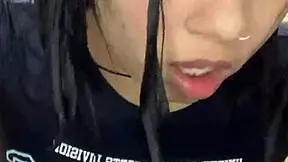 Hot Colombian teen's bathroom romp
