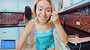 I got her to clean the kitchen in cosplay webcam teen toys 😏