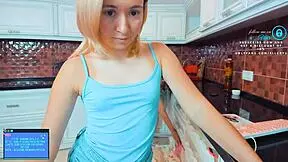 I got her to clean the kitchen in cosplay webcam teen toys 😏
